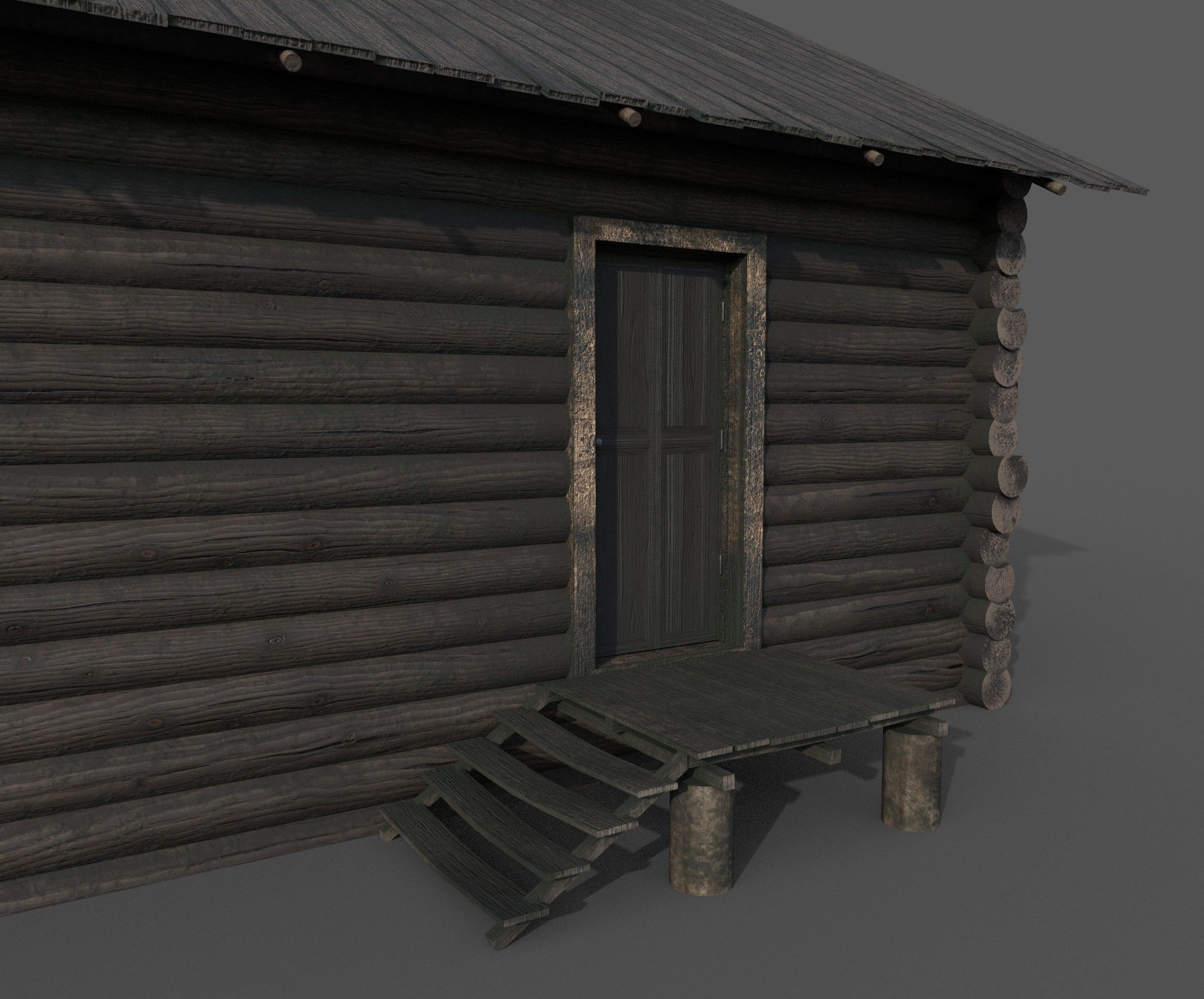 Abandoned wooden house 3D model_10