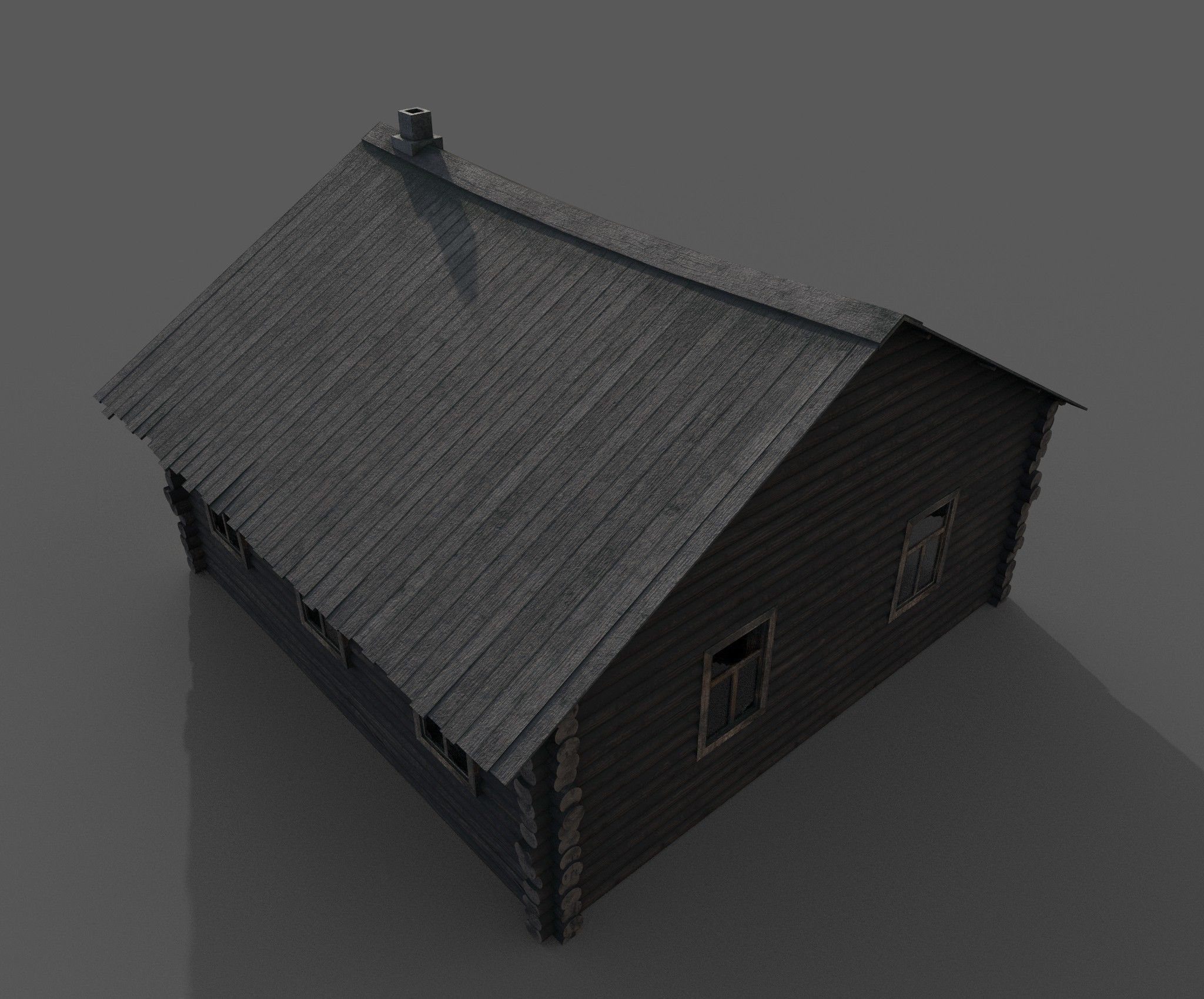 Abandoned wooden house 3D model_9