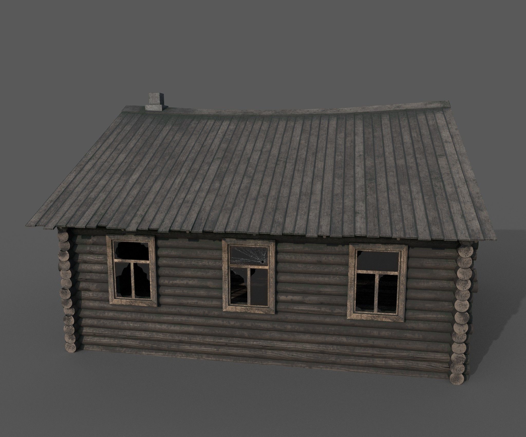 Abandoned wooden house 3D model_7