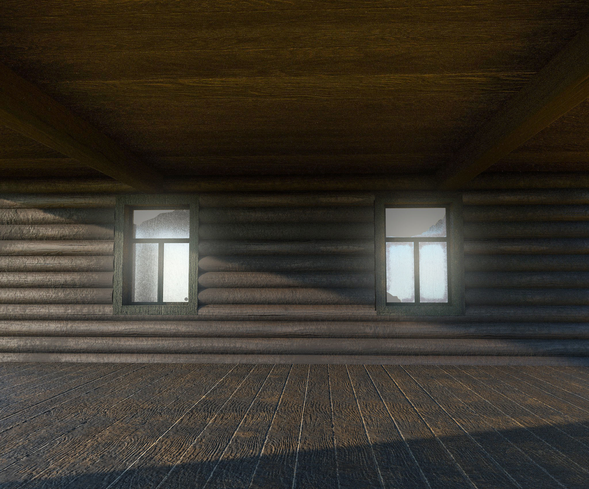 Abandoned wooden house 3D model_11