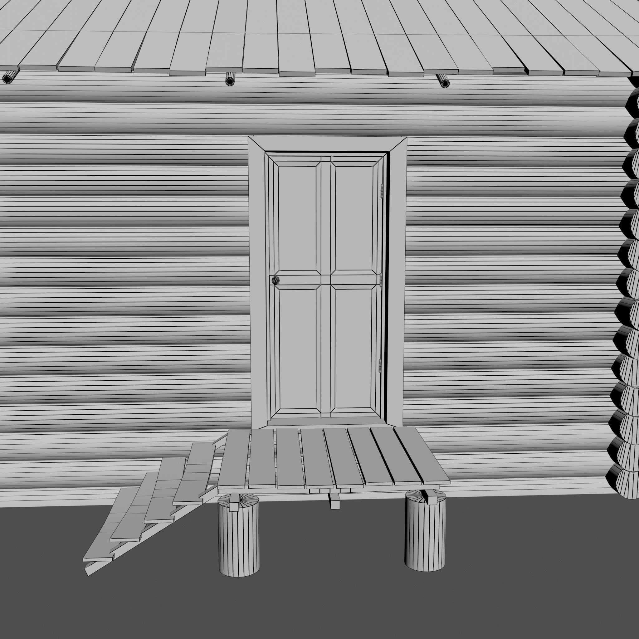 Abandoned wooden house 3D model_18