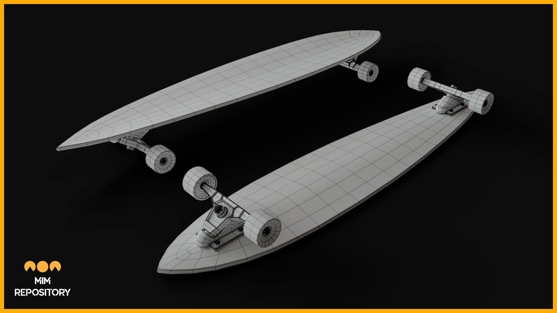 Longboard Skateboard 3D model_2