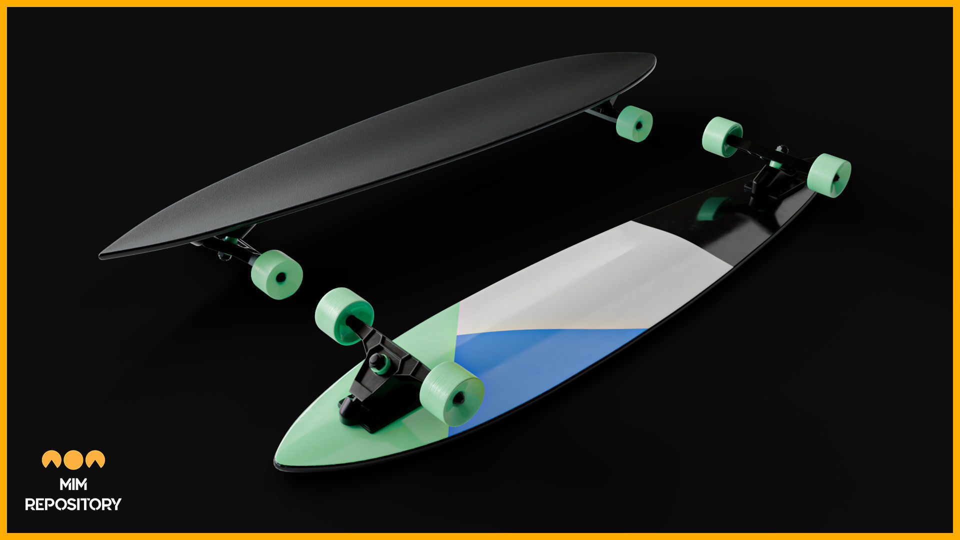Longboard Skateboard 3D model_1