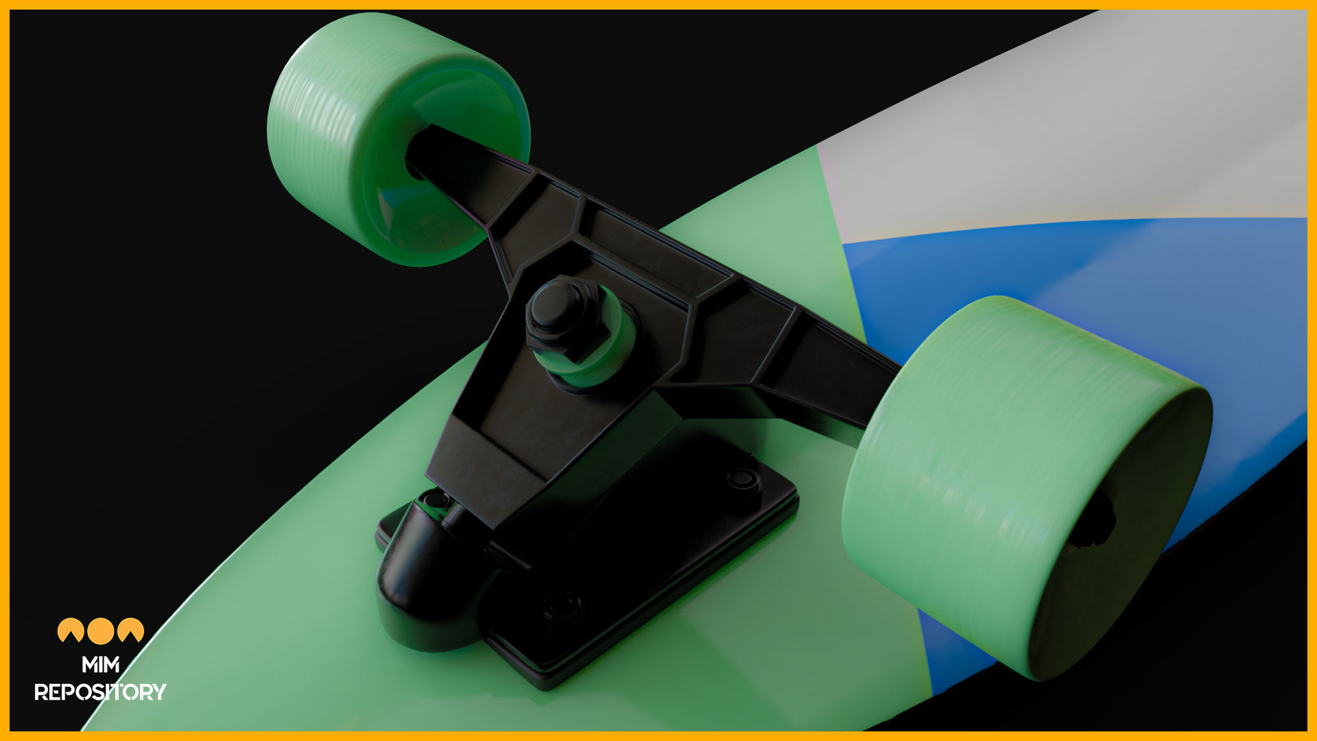 Longboard Skateboard 3D model_3