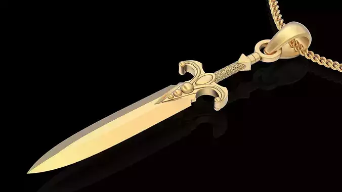 Sword pendant silver gold jewelry printable 3D model