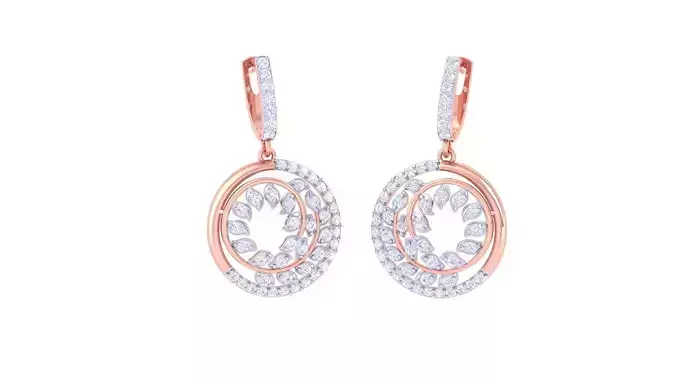 Spiral Leaf Women Drop Earrings 3dm stl 3mf obj glb gltf render