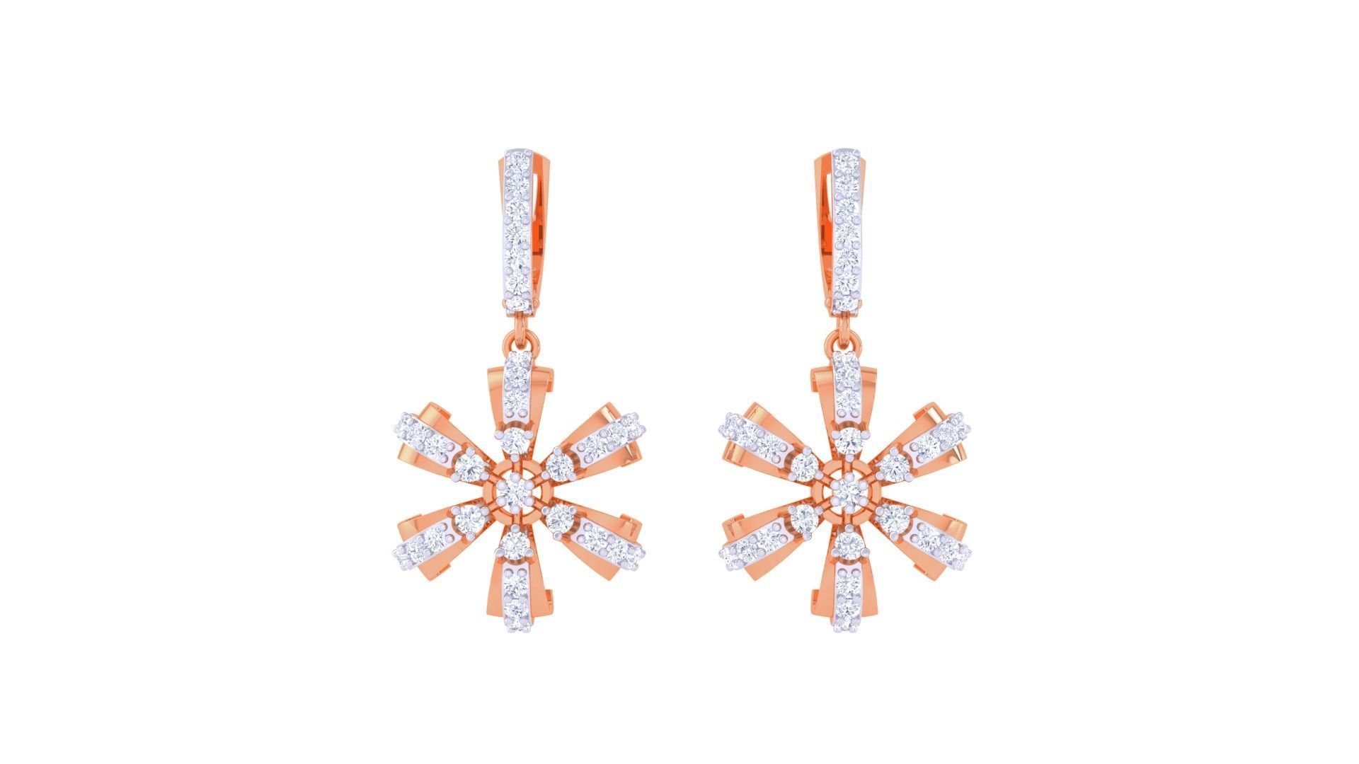 Flower Women Drop Earrings 3dm stl 3mf obj glb gltf render 3D print model_6