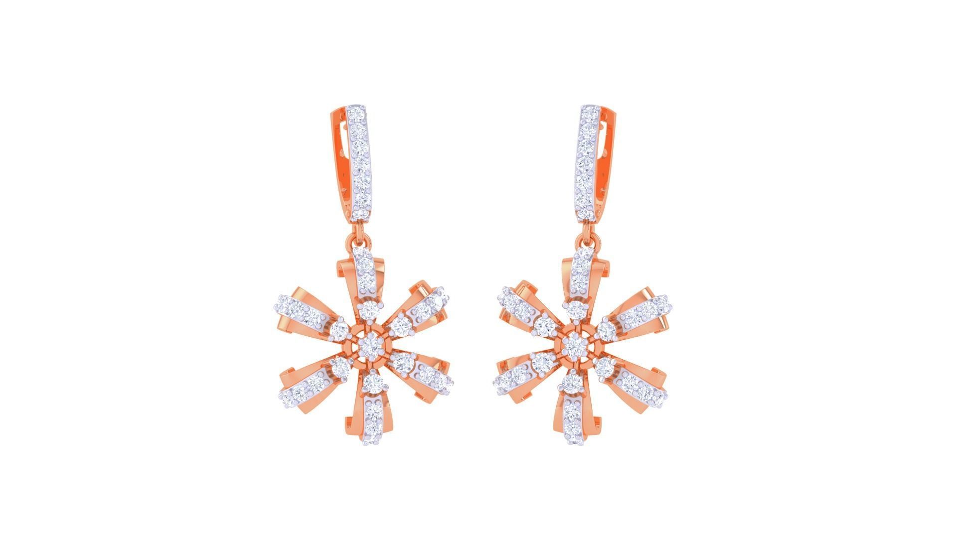 Flower Women Drop Earrings 3dm stl 3mf obj glb gltf render 3D print model_4