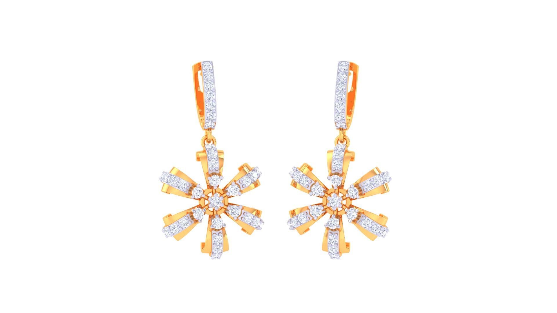 Flower Women Drop Earrings 3dm stl 3mf obj glb gltf render 3D print model_1