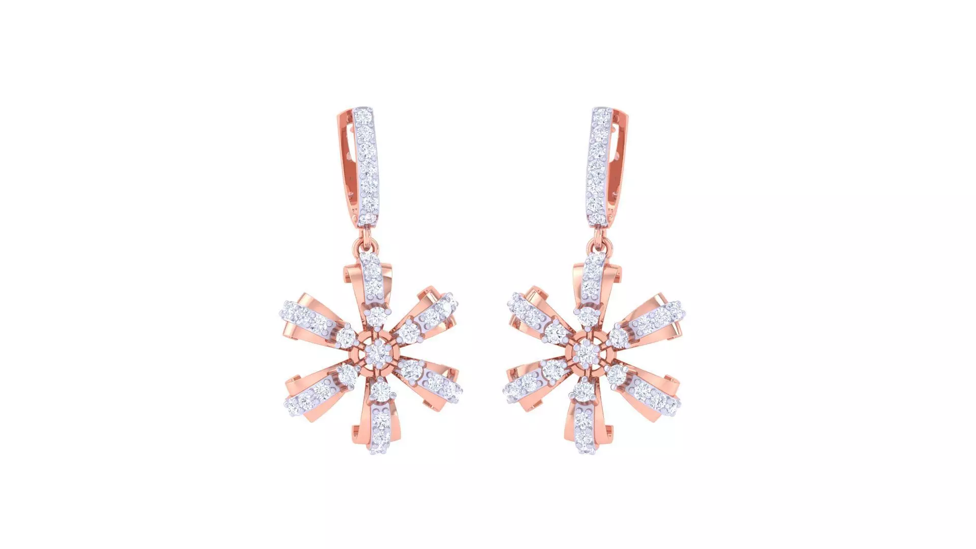 Flower Women Drop Earrings 3dm stl 3mf obj glb gltf render 3D print model_0