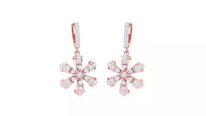 Flower Women Drop Earrings 3dm stl 3mf obj glb gltf render 3D print model