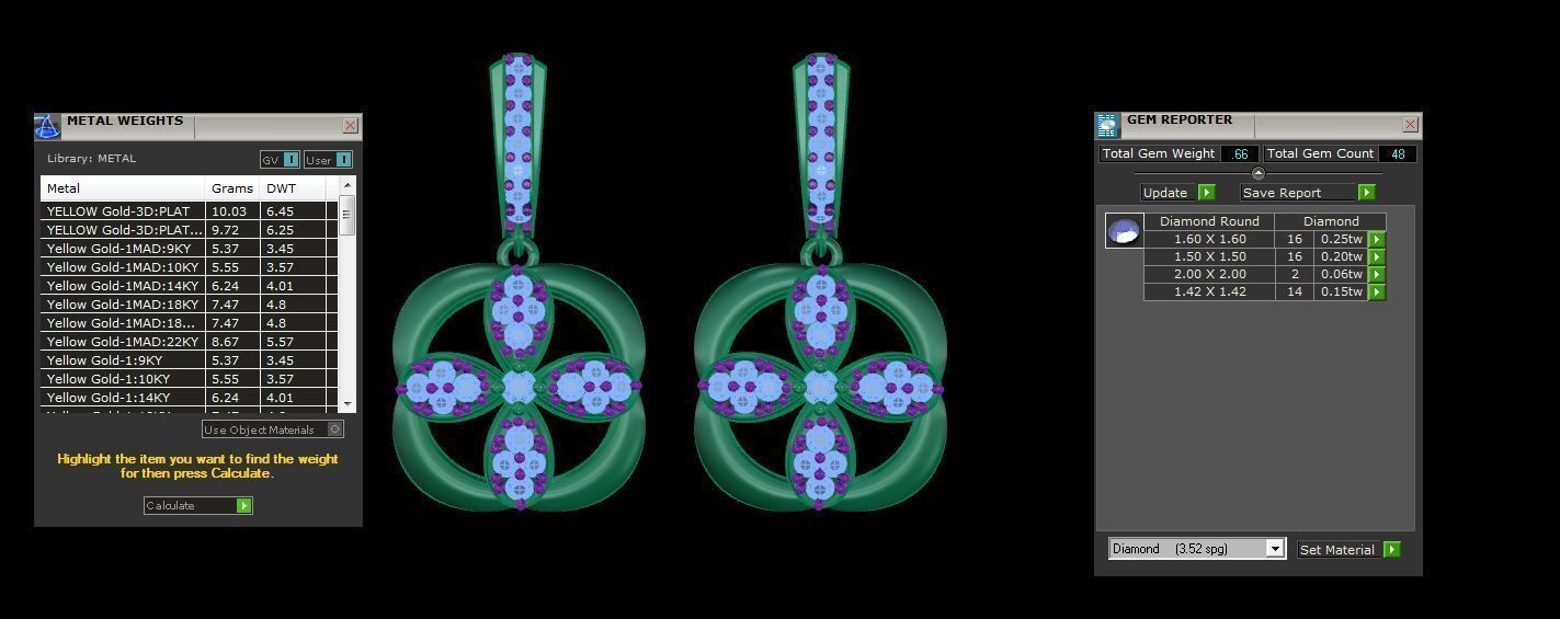 Flower Women Drop Earrings 3dm stl 3mf obj glb gltf render 3D print model_4