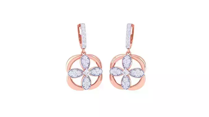 Flower Women Drop Earrings 3dm stl 3mf obj glb gltf render 3D print model