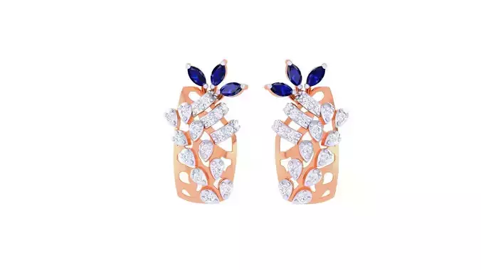 Leaf Women Studs Earrings 3dm stl 3mf obj glb gltf render  3D print model