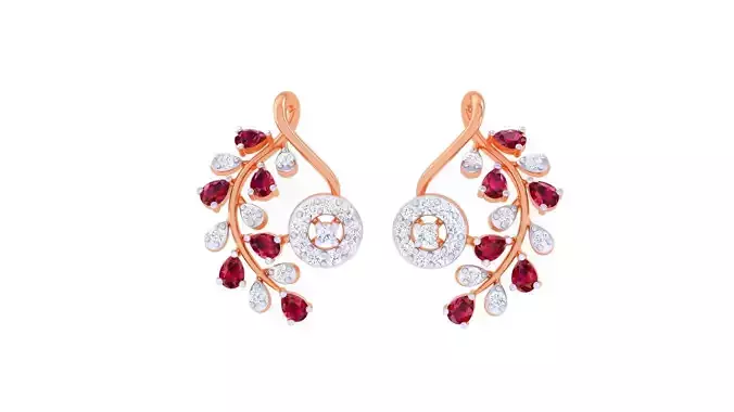 Leaf Women Studs Earrings 3dm stl 3mf obj glb gltf render 3D print model