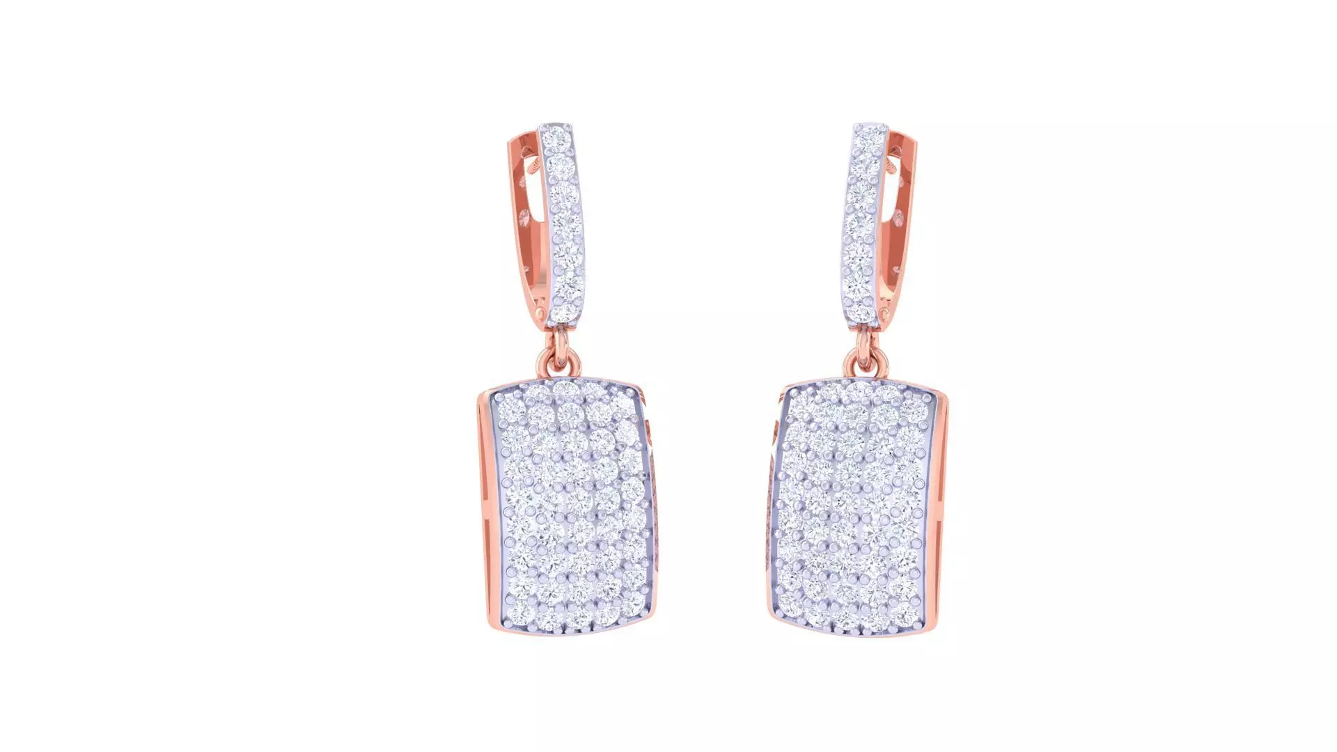 Diamond Head Women Drop Earrings 3dm stl 3mf obj glb gltf render 3D print model_0