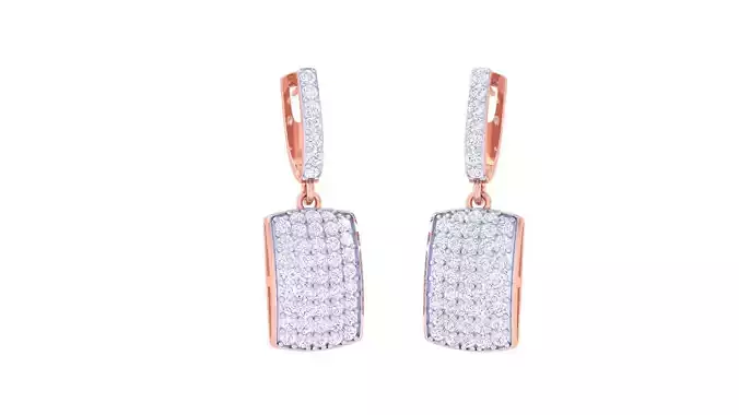 Diamond Head Women Drop Earrings 3dm stl 3mf obj glb gltf render 3D print model