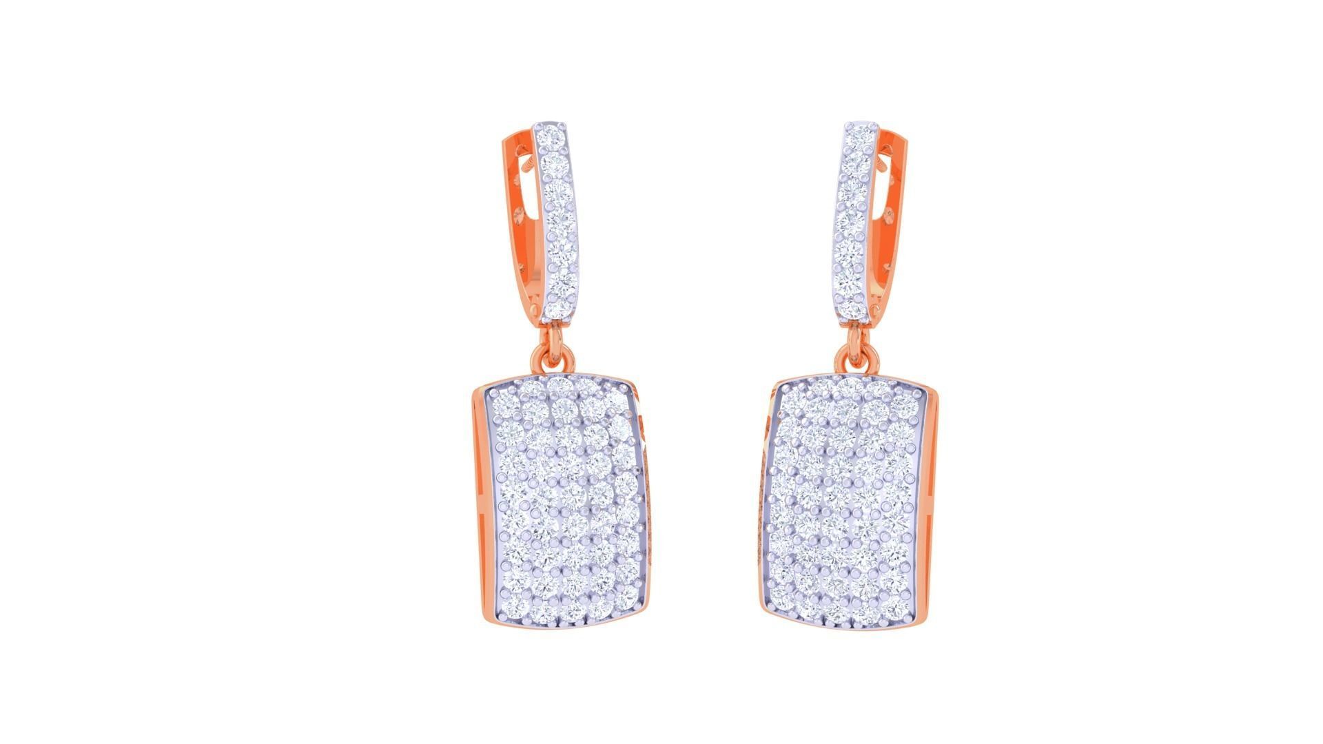 Diamond Head Women Drop Earrings 3dm stl 3mf obj glb gltf render 3D print model_2