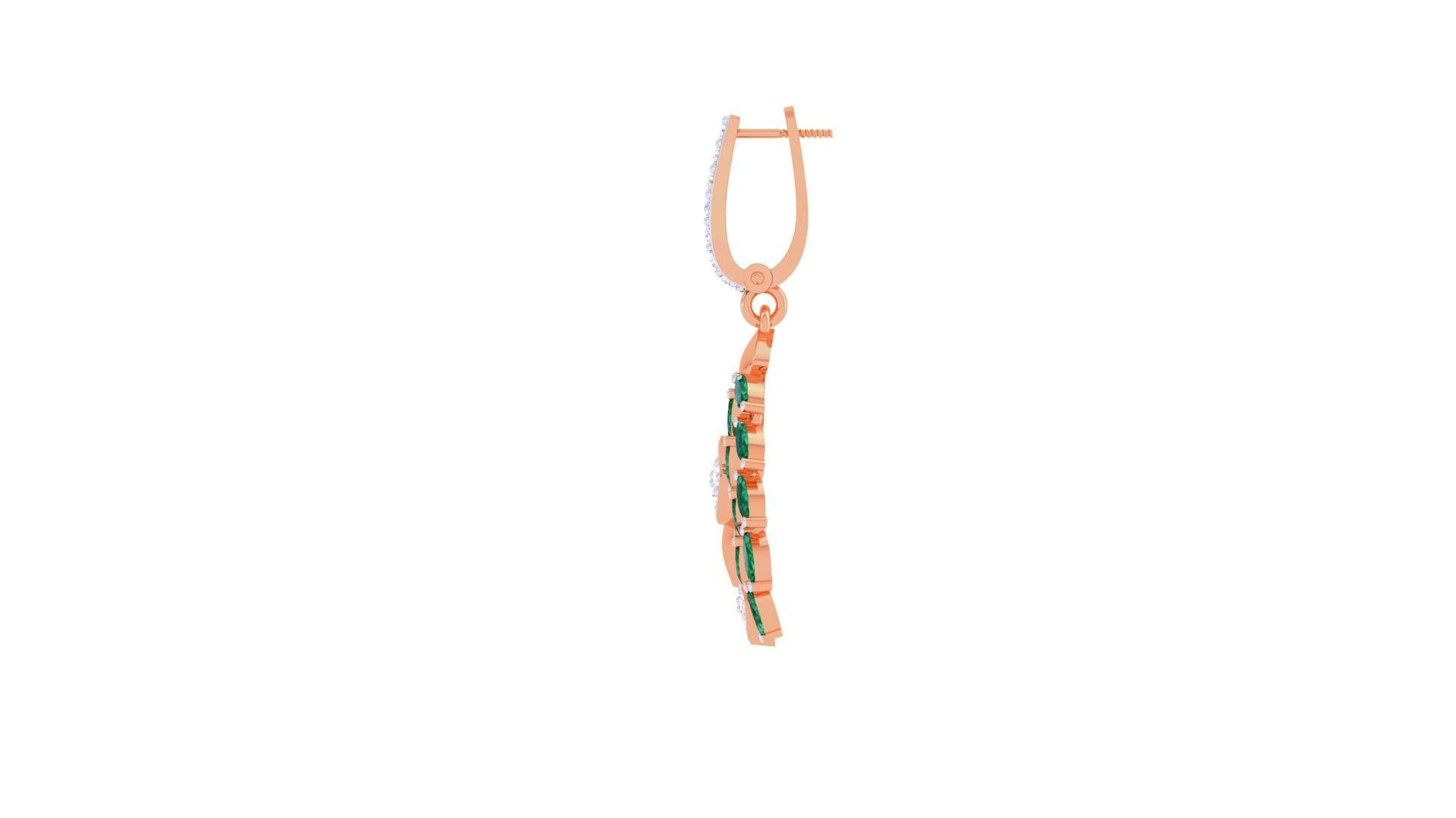 Green Leaves Women Drop Earrings 3dm stl 3mf obj glb gltf render 3D print model_9