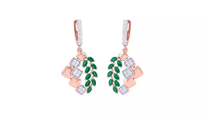 Green Leaves Women Drop Earrings 3dm stl 3mf obj glb gltf render 3D print model