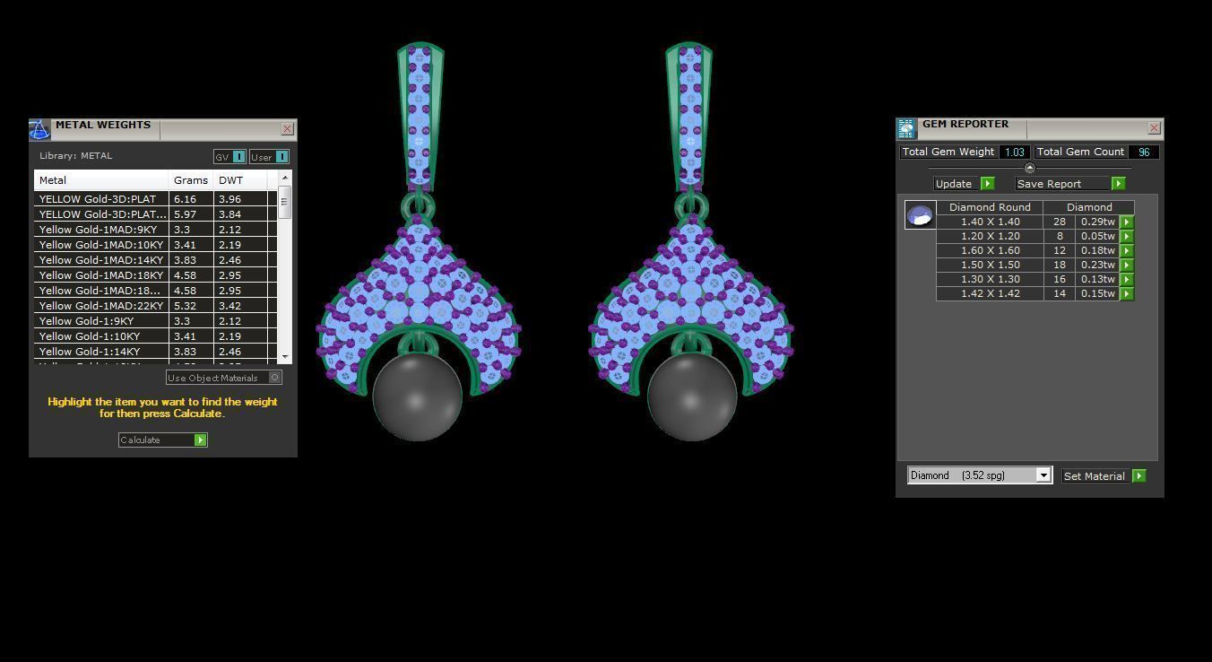 Hanging Ball Women Drop Earrings 3dm stl 3mf obj glb gltf render 3D print model_3