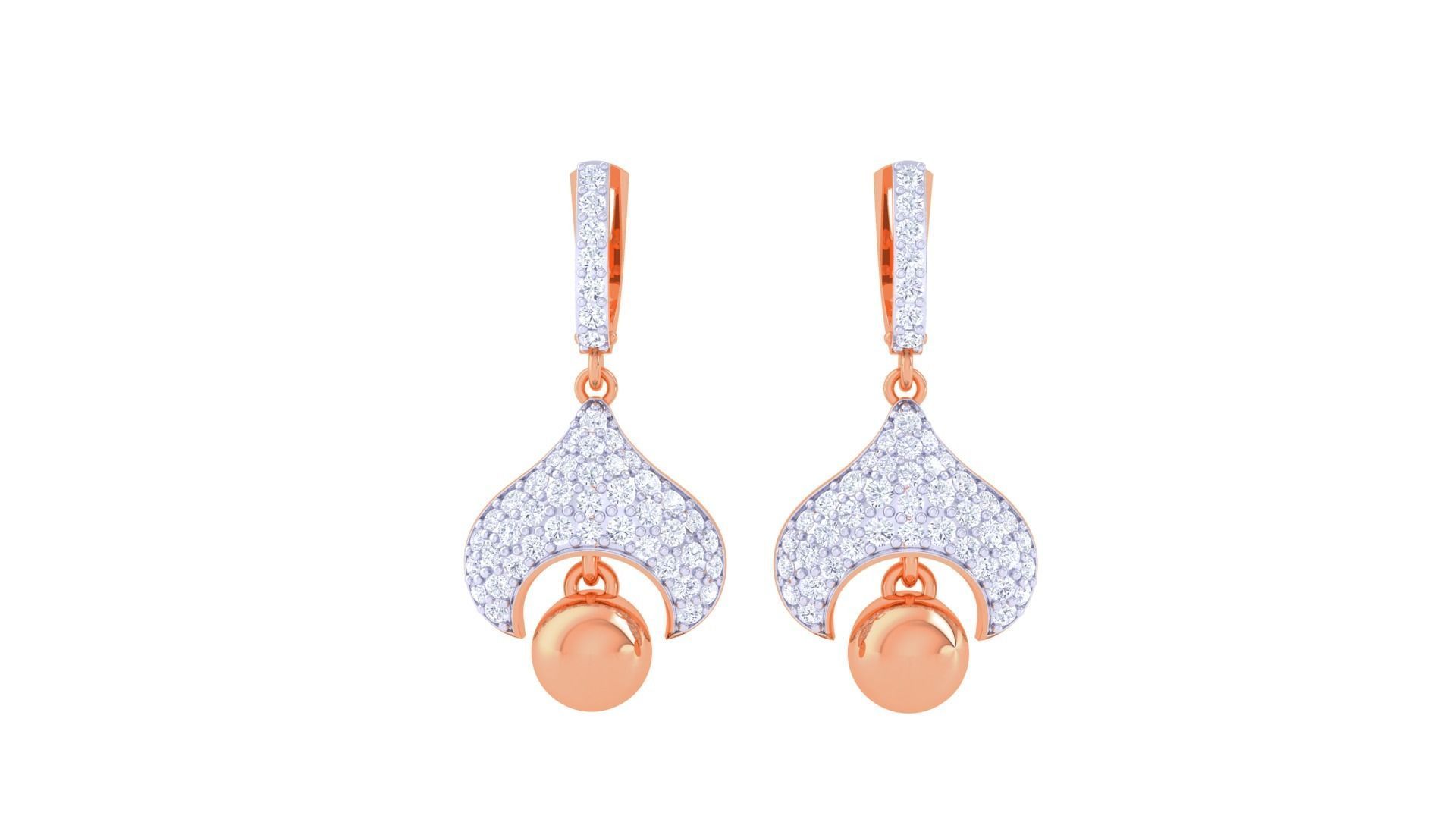 Hanging Ball Women Drop Earrings 3dm stl 3mf obj glb gltf render 3D print model_7