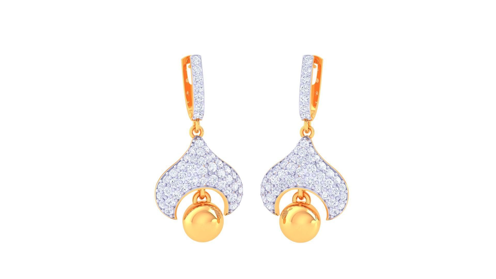 Hanging Ball Women Drop Earrings 3dm stl 3mf obj glb gltf render 3D print model_1