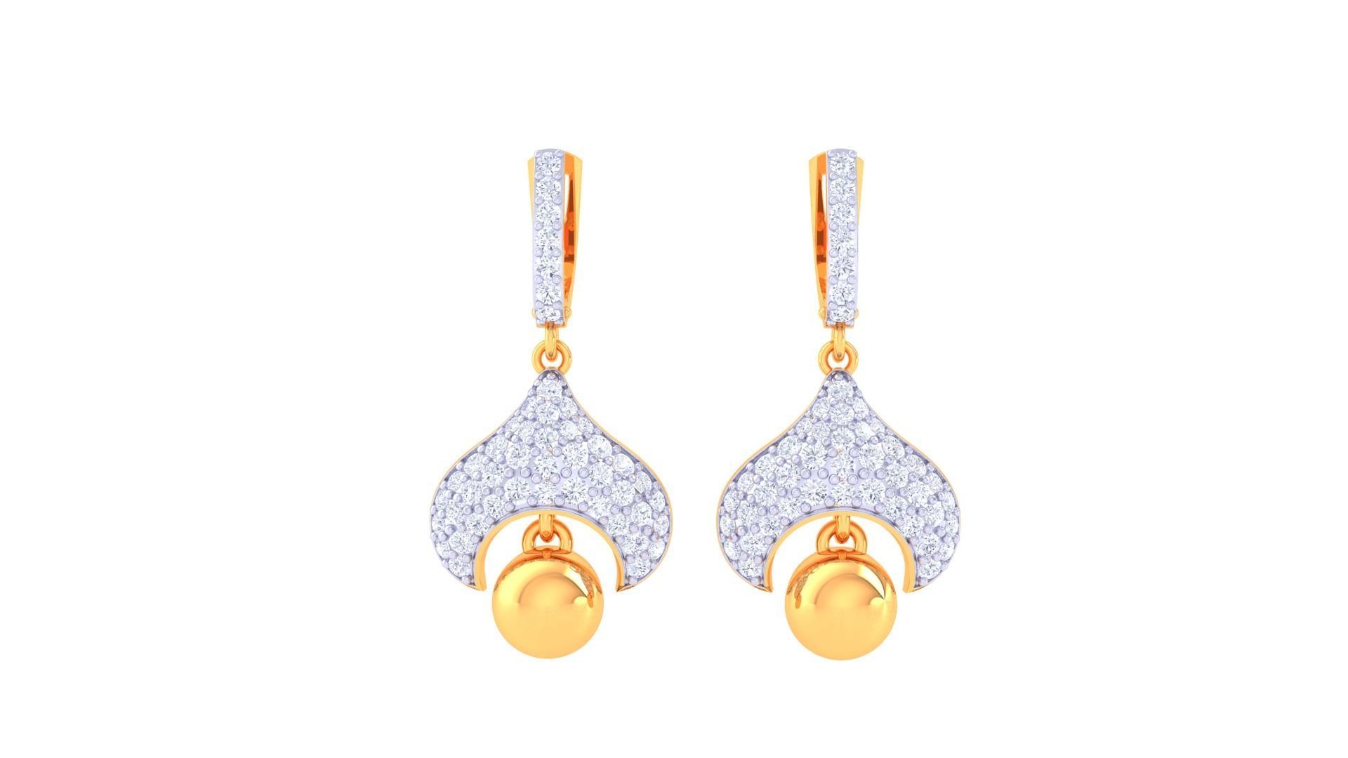 Hanging Ball Women Drop Earrings 3dm stl 3mf obj glb gltf render 3D print model_5