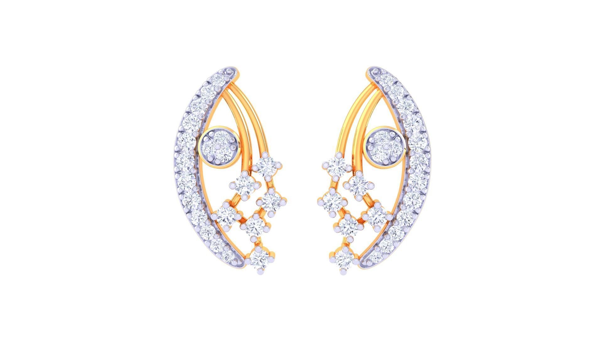 Women Studs Earrings 3dm stl 3mf obj glb gltf render details 3D print model_6