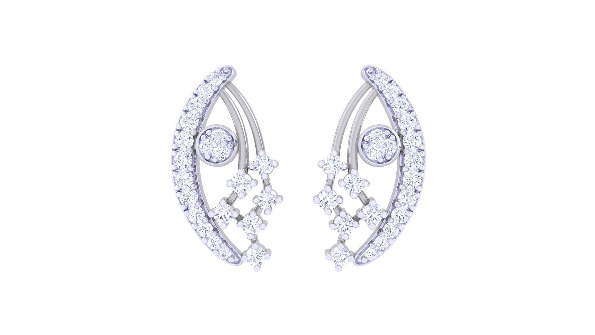 Women Studs Earrings 3dm stl 3mf obj glb gltf render details 3D print model_7