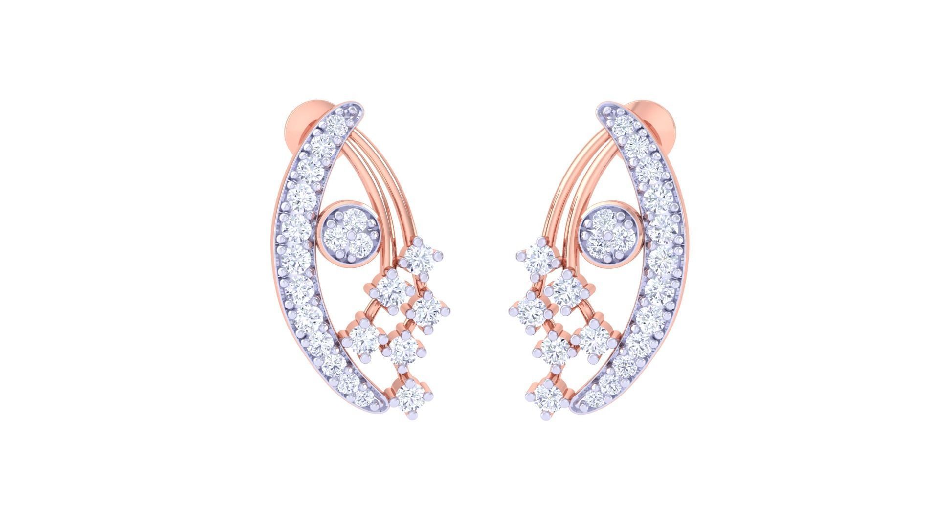 Women Studs Earrings 3dm stl 3mf obj glb gltf render details 3D print model_1