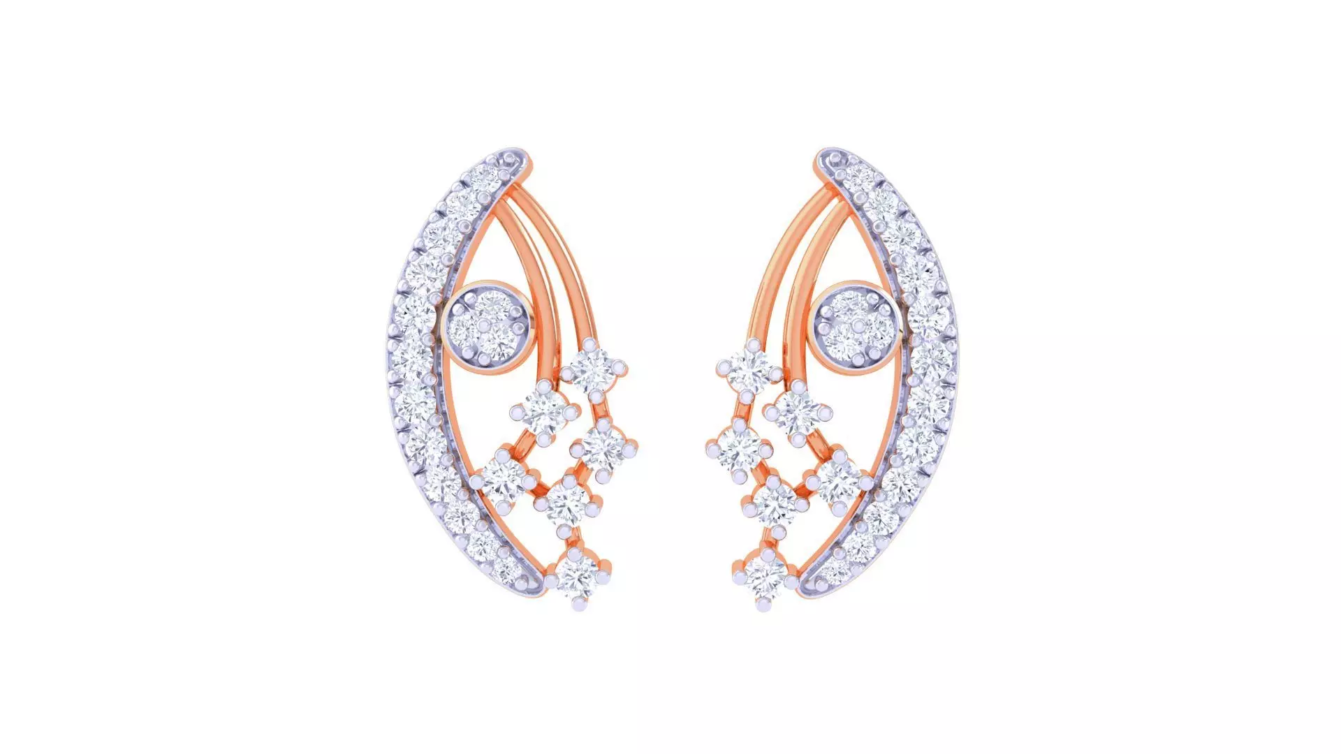 Women Studs Earrings 3dm stl 3mf obj glb gltf render details 3D print model_0