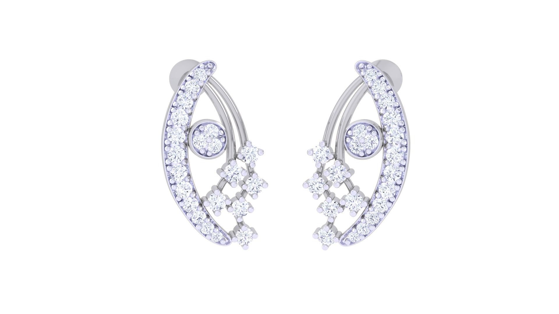 Women Studs Earrings 3dm stl 3mf obj glb gltf render details 3D print model_3