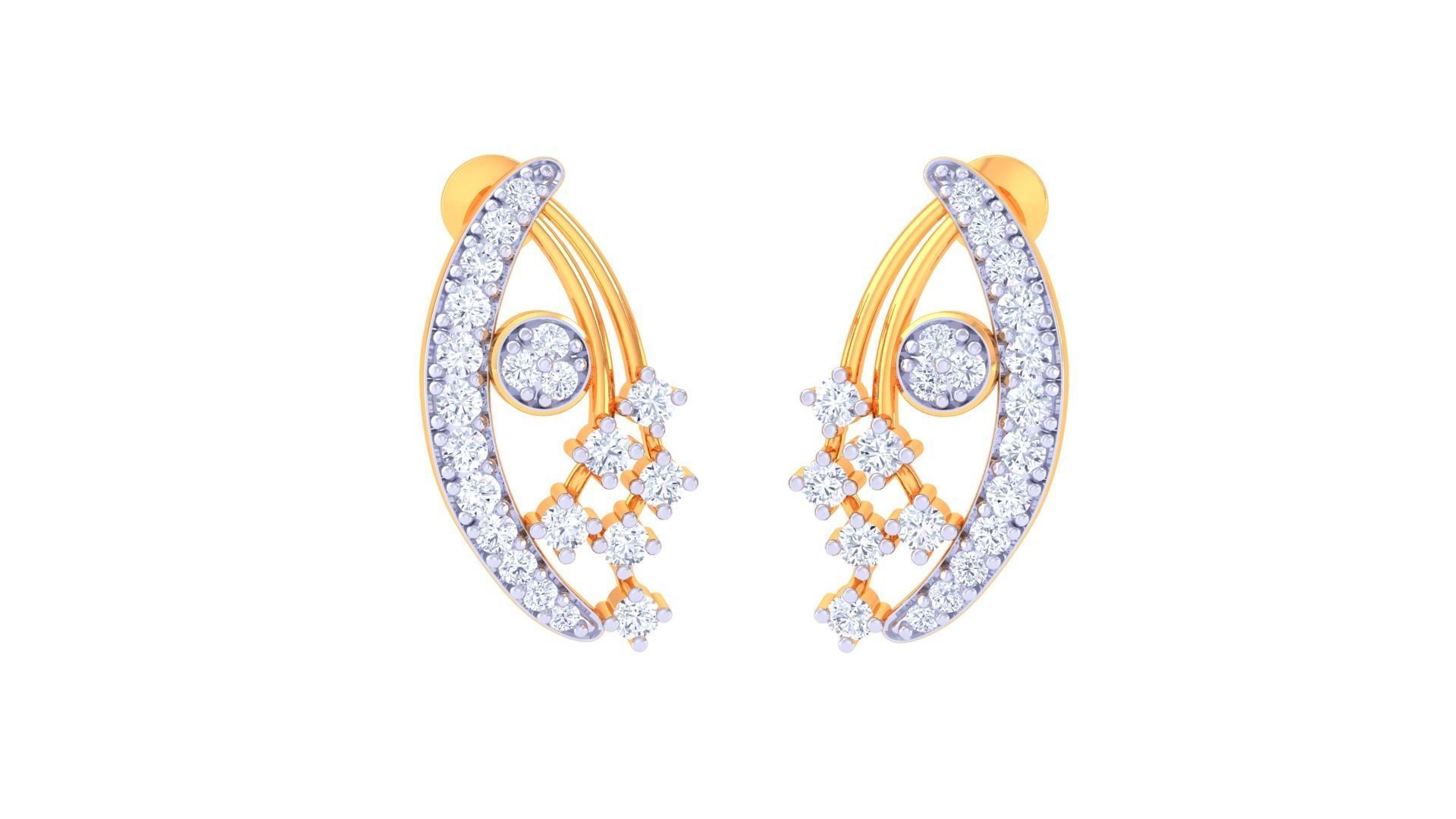 Women Studs Earrings 3dm stl 3mf obj glb gltf render details 3D print model_2