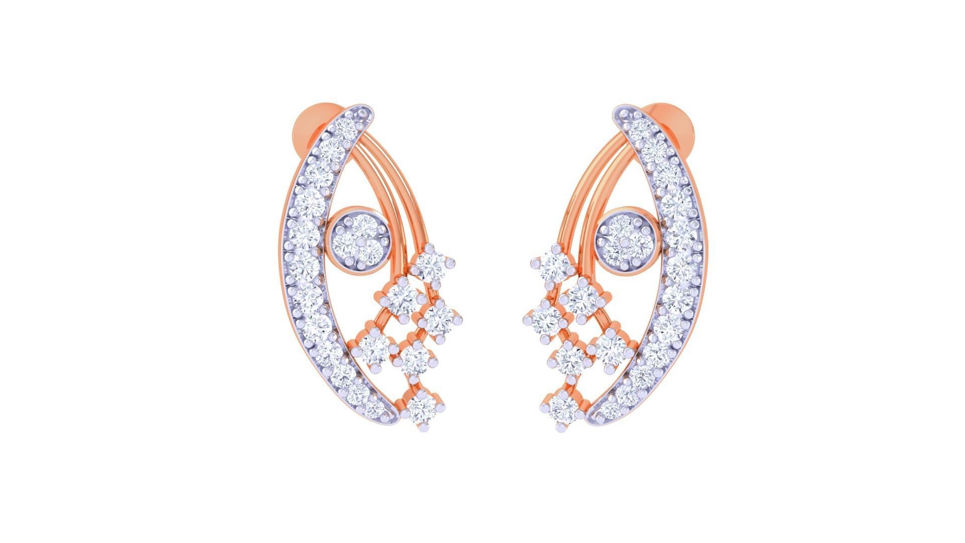 Women Studs Earrings 3dm stl 3mf obj glb gltf render details 3D print model_5