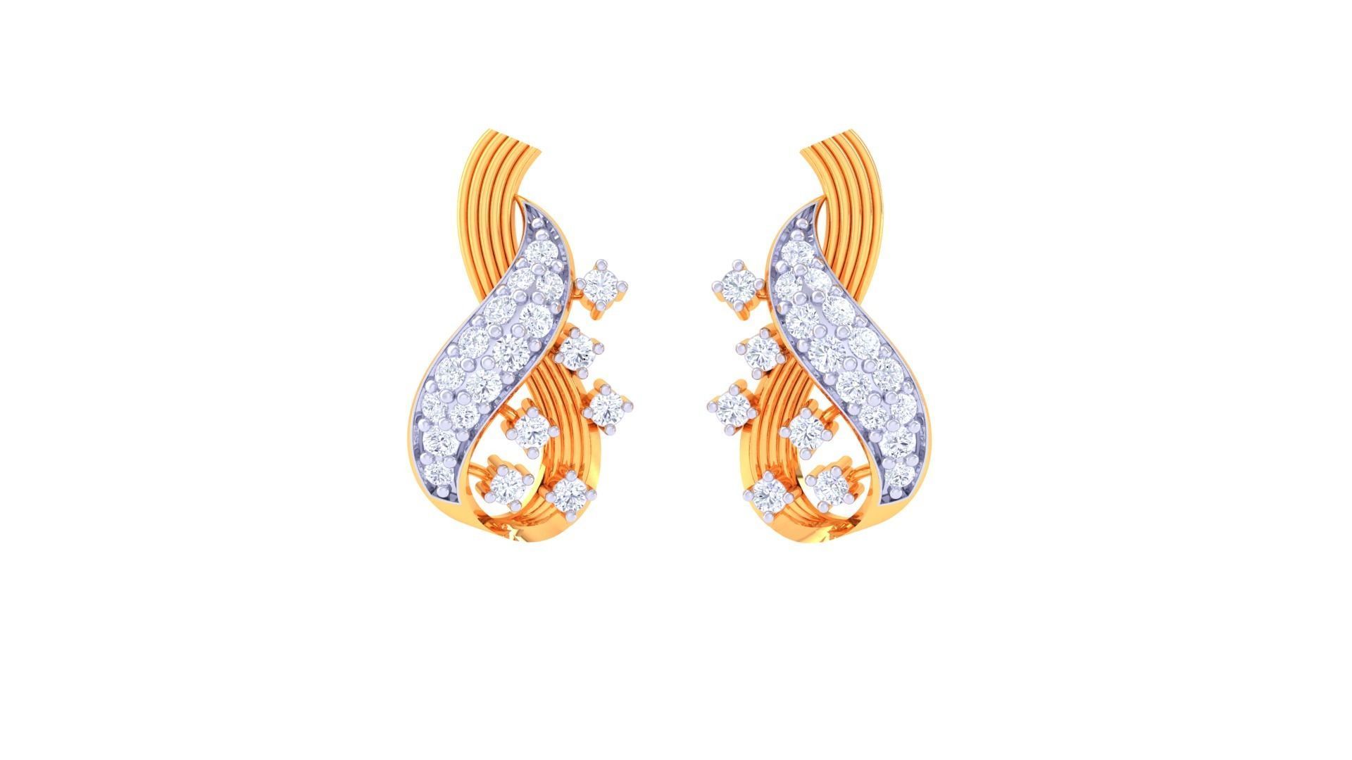 Women Studs Earrings 3dm stl 3mf obj glb gltf render details 3D print model_7