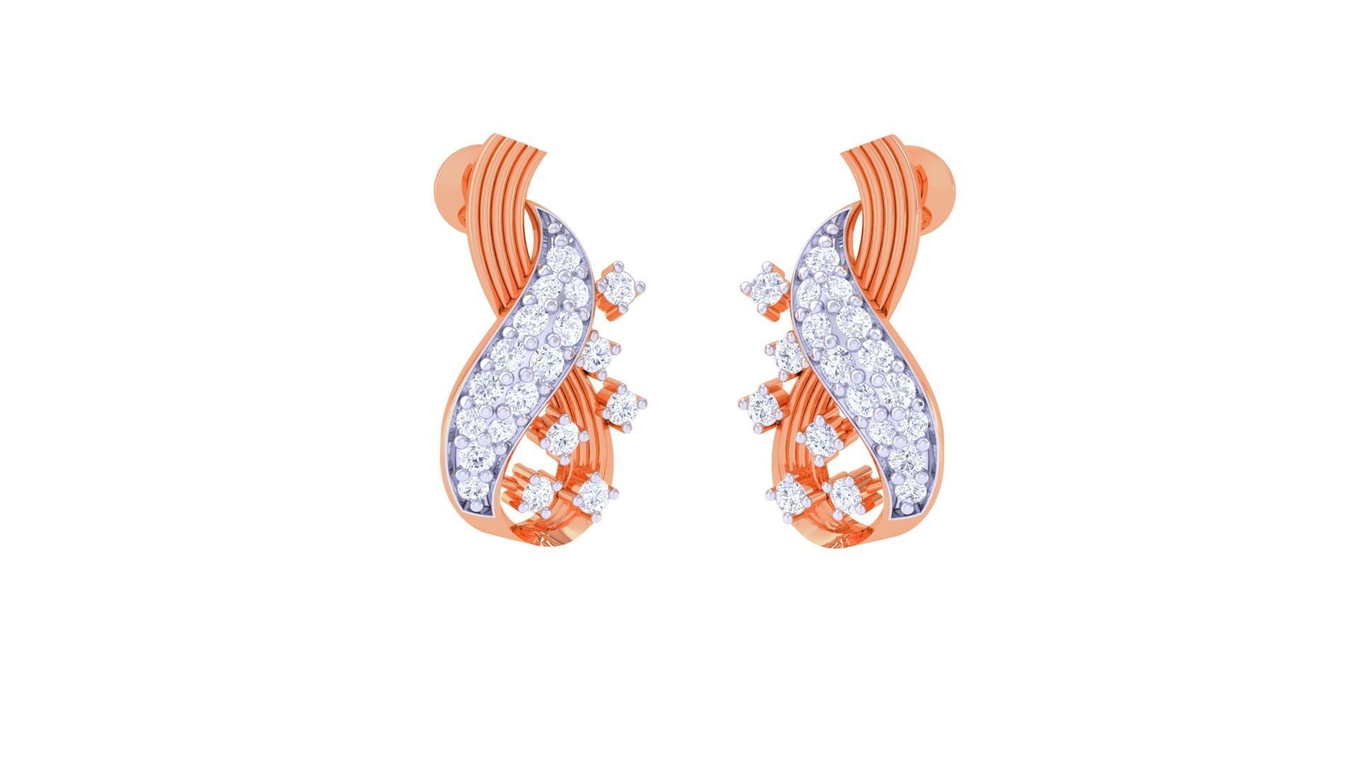 Women Studs Earrings 3dm stl 3mf obj glb gltf render details 3D print model_2