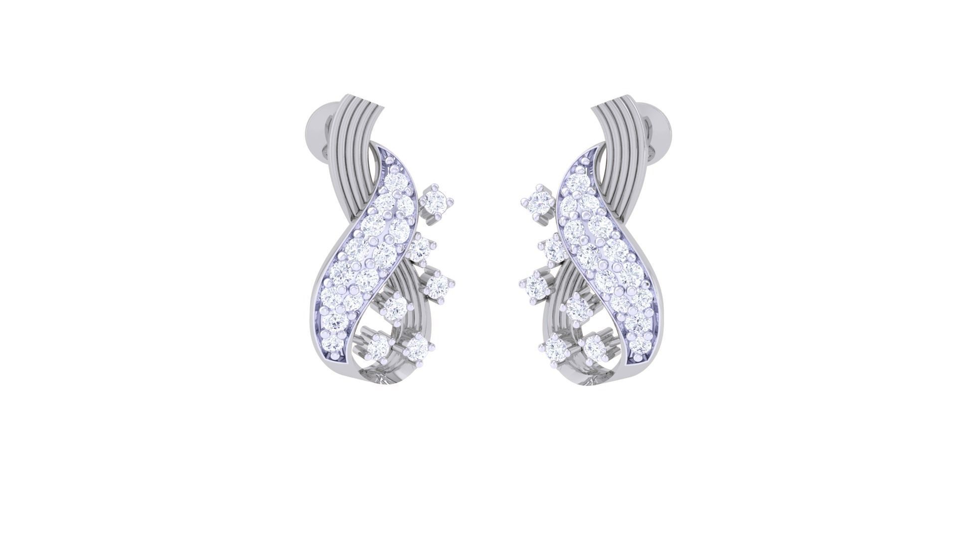 Women Studs Earrings 3dm stl 3mf obj glb gltf render details 3D print model_3