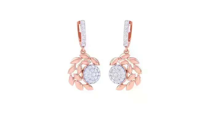 Spiral Leaf Women Drop Earrings 3dm stl 3mf obj glb gltf render