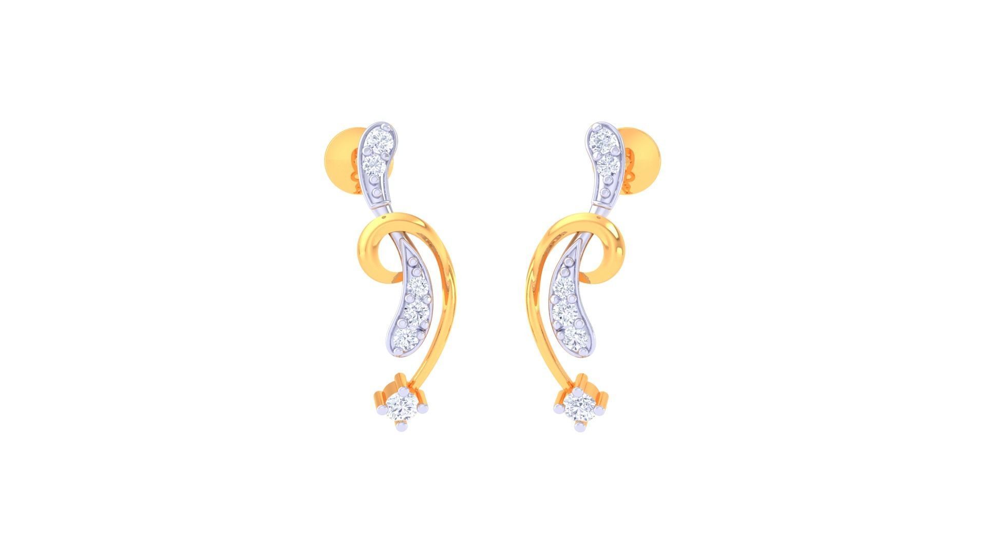 Women Studs Earrings 3dm stl 3mf obj glb gltf render details 3D print model_2