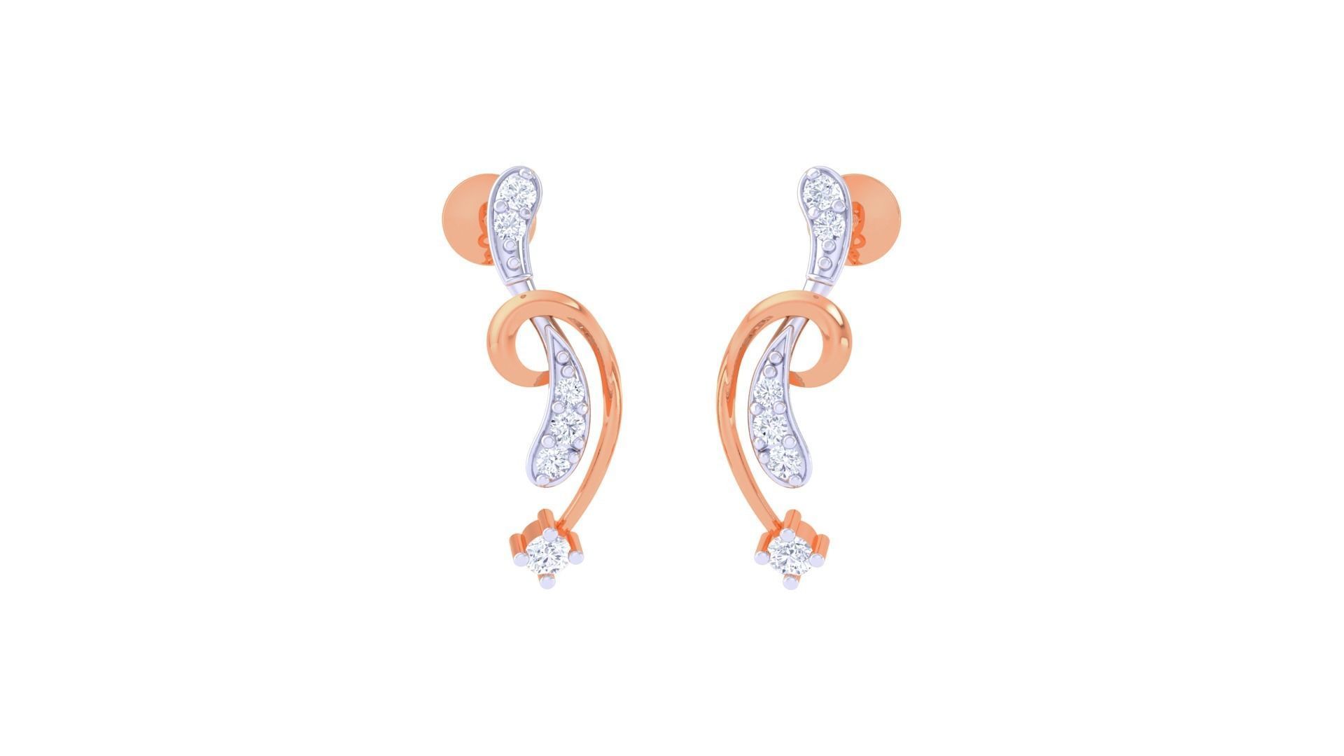 Women Studs Earrings 3dm stl 3mf obj glb gltf render details 3D print model_4