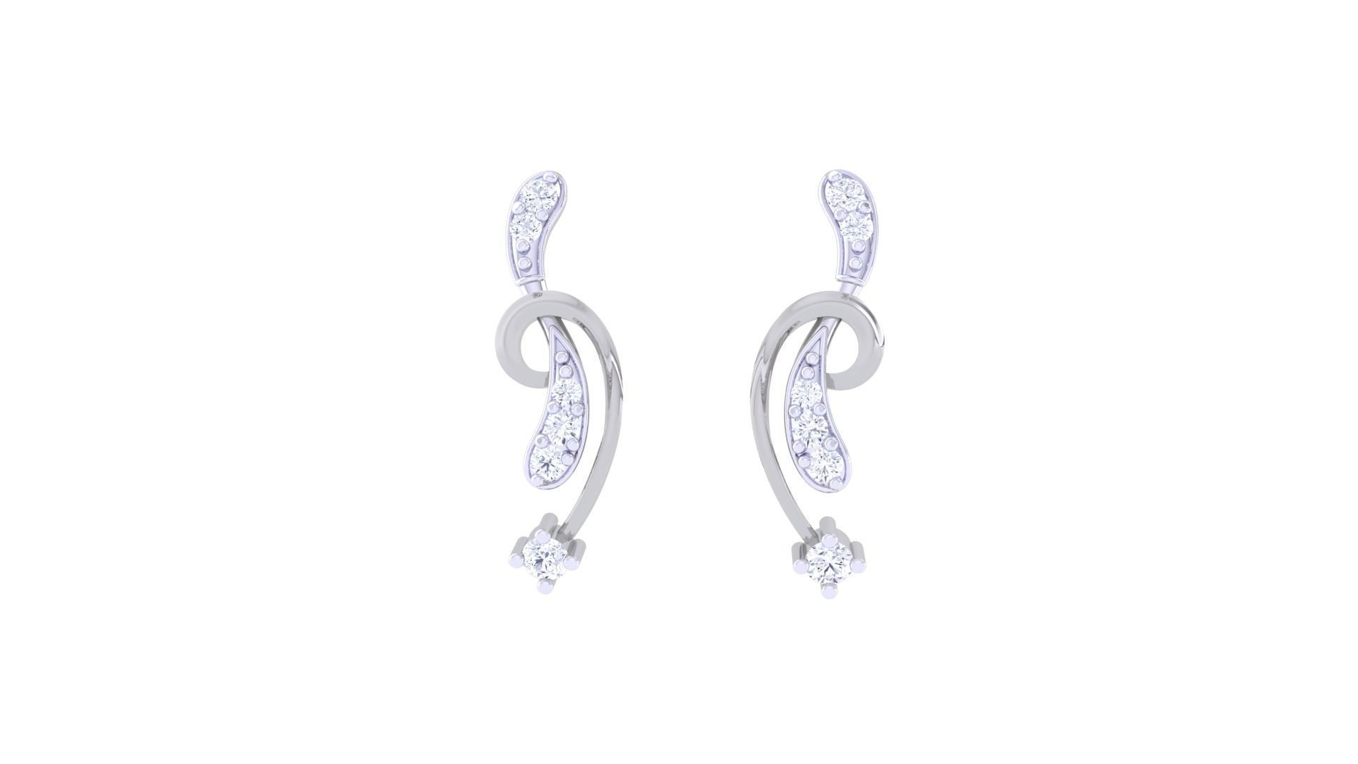 Women Studs Earrings 3dm stl 3mf obj glb gltf render details 3D print model_7