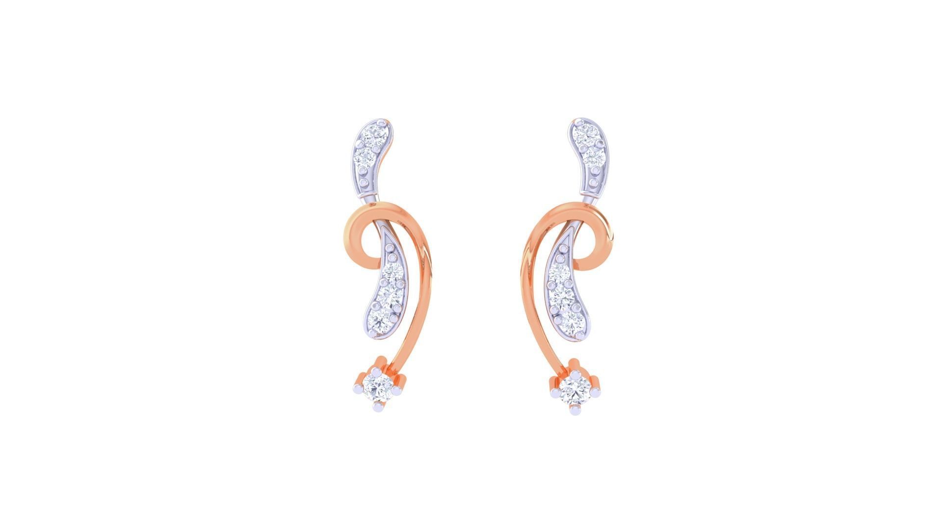 Women Studs Earrings 3dm stl 3mf obj glb gltf render details 3D print model_5