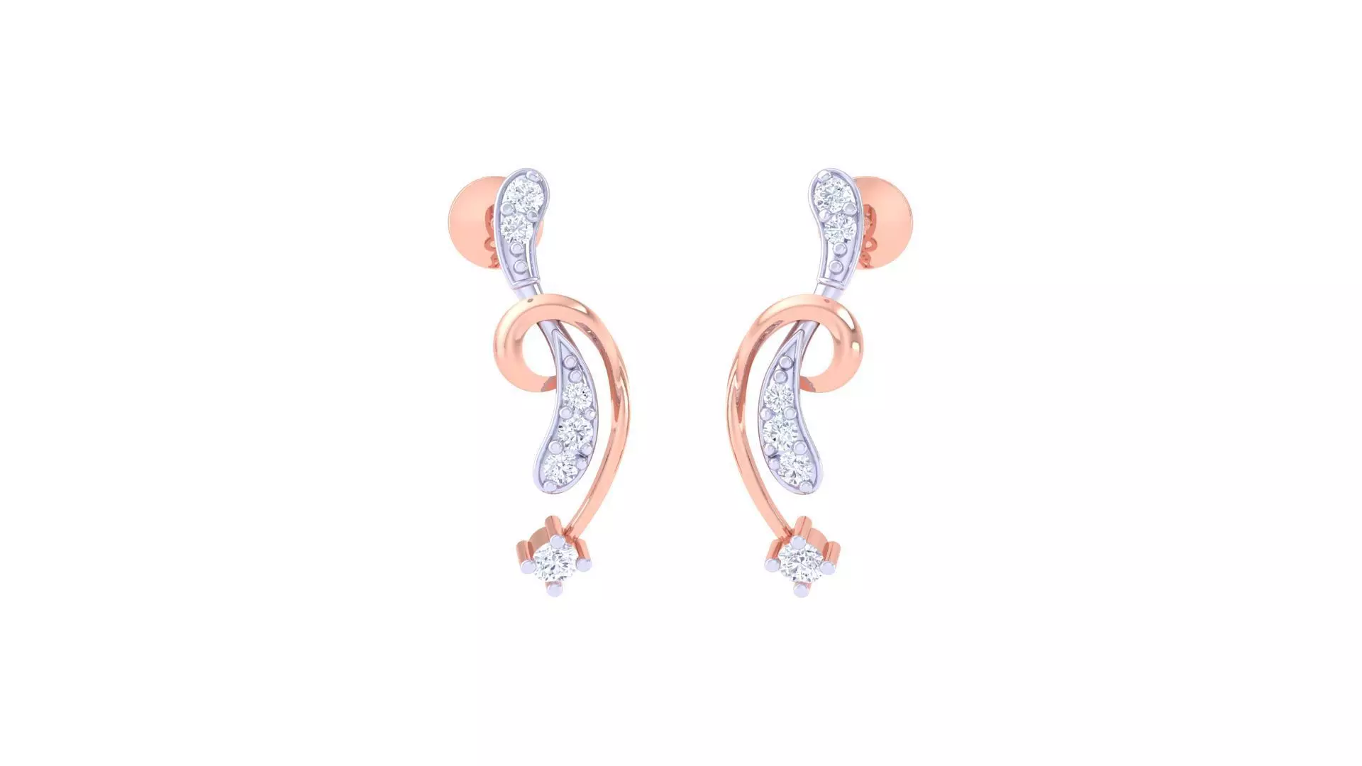 Women Studs Earrings 3dm stl 3mf obj glb gltf render details 3D print model_0