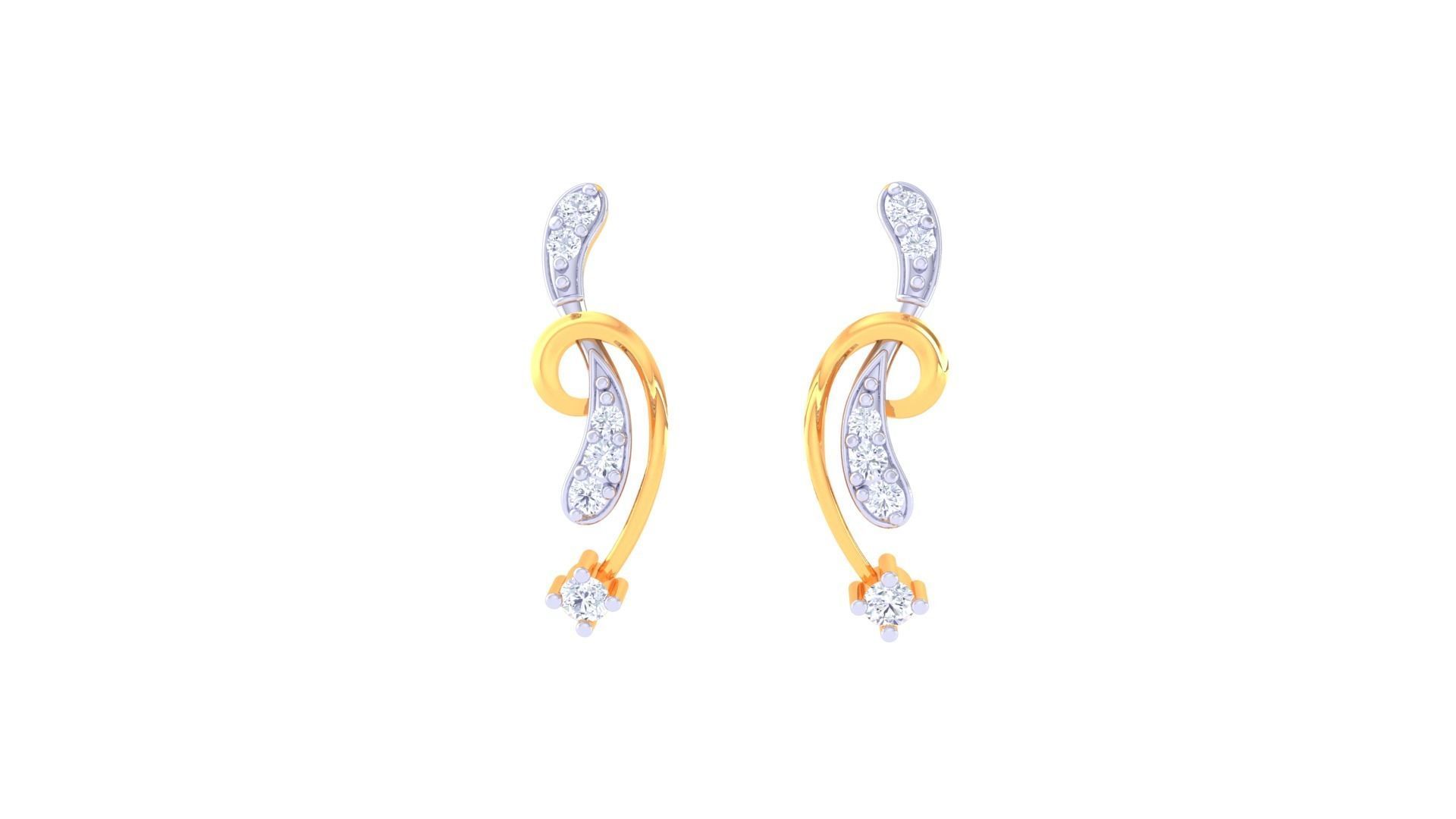 Women Studs Earrings 3dm stl 3mf obj glb gltf render details 3D print model_6