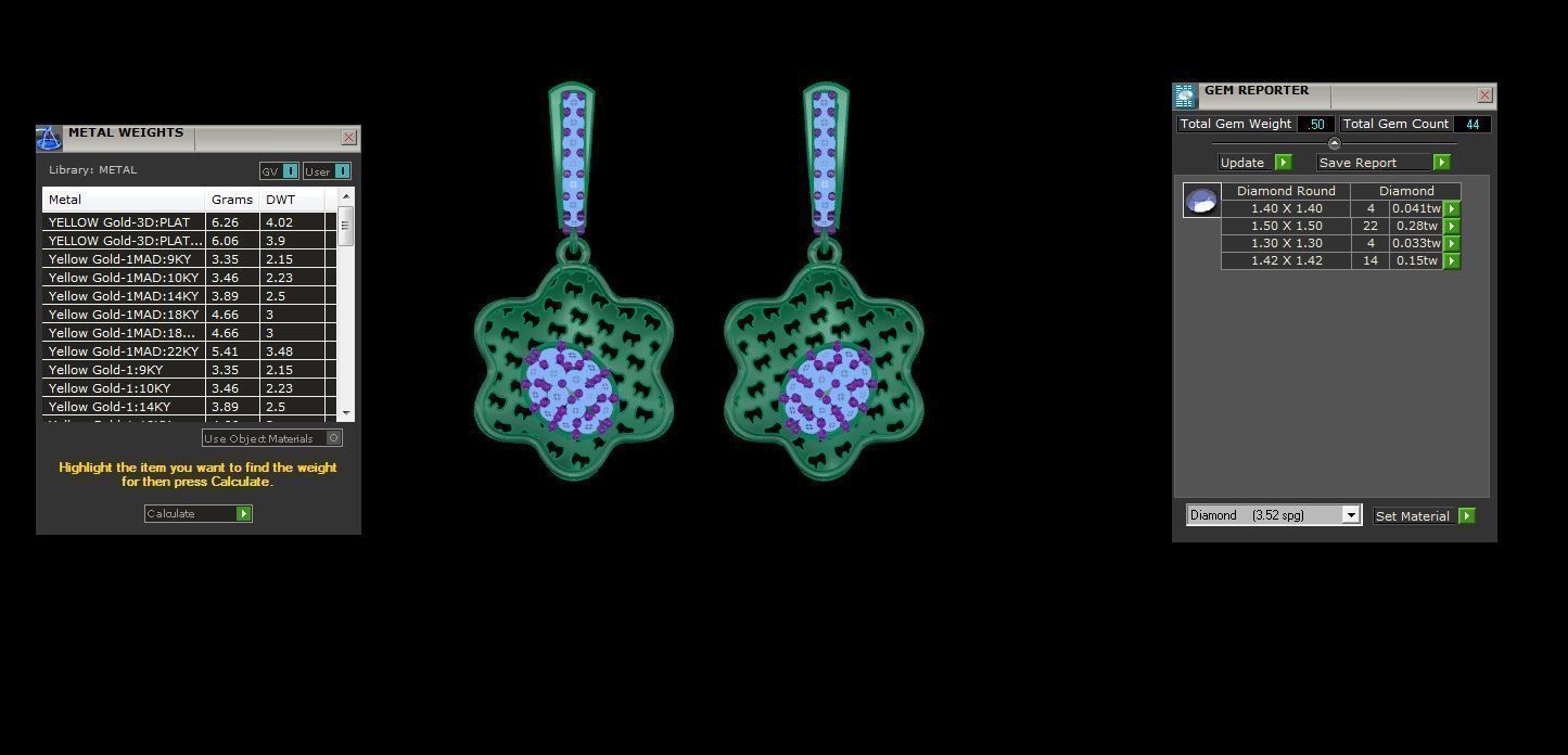 Women Drop Earrings 3dm stl 3mf obj glb gltf render details 3D print model_3