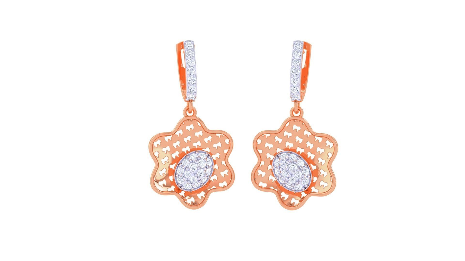 Women Drop Earrings 3dm stl 3mf obj glb gltf render details 3D print model_2