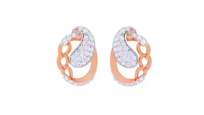 Cuban Chain Women Studs Earrings 3dm stl 3mf obj glb gltf render 3D print model
