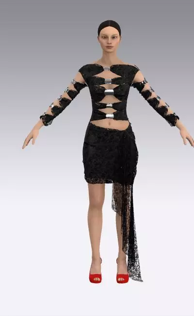 Dress bow detail black metalic detail Low-poly 3D model