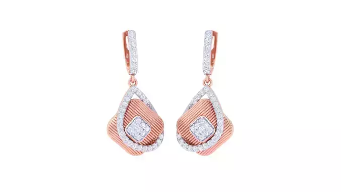 Square in Loop Women Drop Earrings 3dm stl 3mf obj glb gltf 